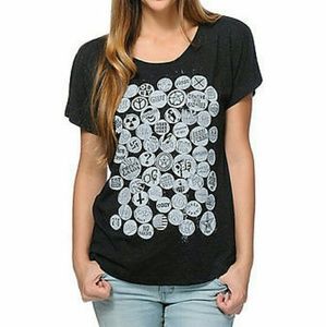 NWT obey badge of honor dolman loose tee shirt top loose small black punk